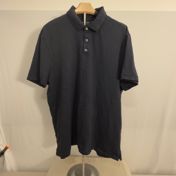 Vince Classic Slub Polo Short Sleeve Black - Men’s XL - Picture 2 of 5